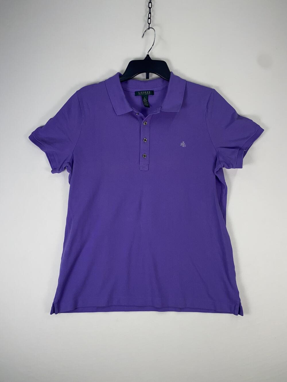 Lauren Ralph Lauren Polo Shirt Womens XL Purple Short Sleeve Cotton Knit Top